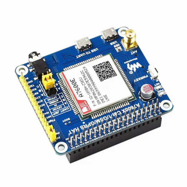 A7600E LTE Cat-1 HAT for Raspberry Pi Low Speed 4G Module 2G GSM GPRS for Southeast Asia West Asia Europe Africa