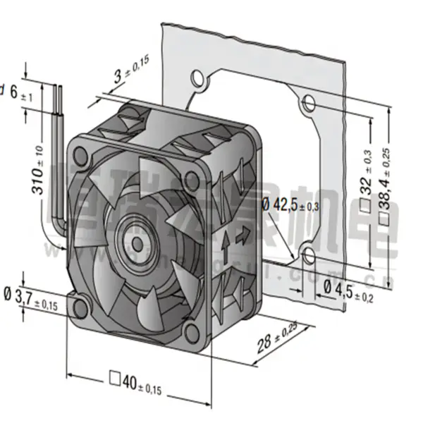 Ebmpapst 422JH 4028 40*40*28mm 12VDC 17250RPM 6.9W 38m3/h 54dBA Ball Bearing Axial Cooling Fan