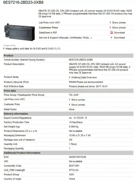 Siemens module PLC 6ES7901-3CB30-0XA0 6ES79013CB300XA0