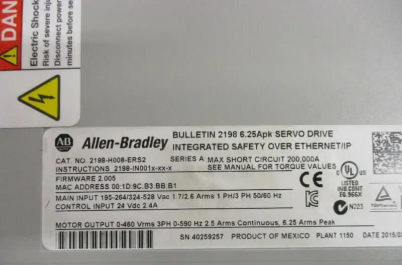 Allen Bradley Kinetix 5500 Servo Drive 2198-H008-ERS2 2198-H003-ERS2 2198-H015-ERS2