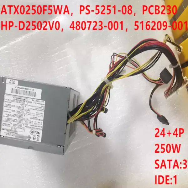 PSU For HP DX2718 DX2310 DX2318 DX2710 250W Power Supply ATX0250F5WA PS-5251-08 PCB230 HP-D2502V0 480723/516209-001