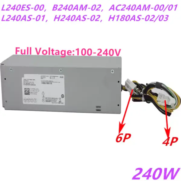 PSU For Dell 5050 7050 3250 3660 6Pin 240W Power Supply L240ES-00 L240AM-01 AC240AM-00/01 L240AS-01 H240AS-02 H240ES-02
