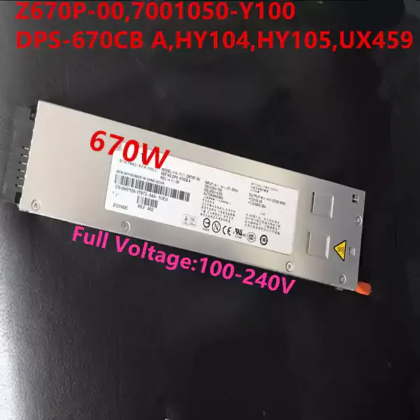 PSU For Dell PowerEdge 1950 670W Power Supply Z670P-00 D670P-S0 7001050-Y100 DPS-670CB A HY104 HY105 UX459 A670P-00