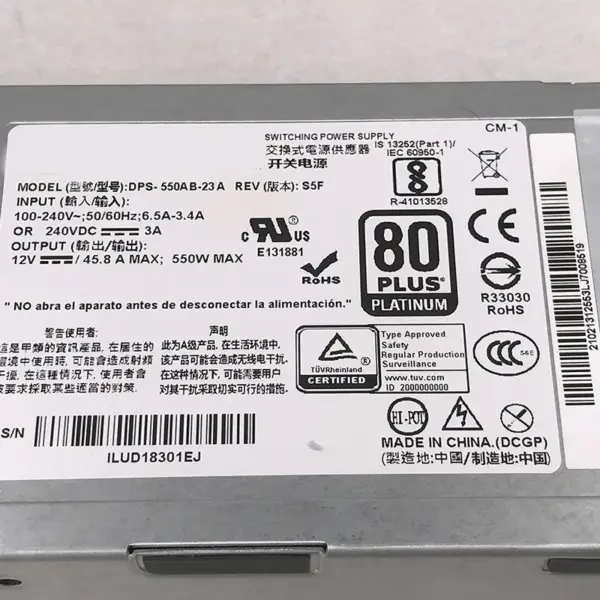 550W Power Supply DPS-550AB-23A for Delta Server Switch 12V 45.8A