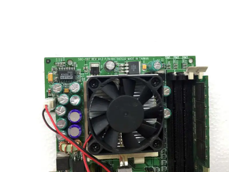 AXIOMTEK SBC-597 REV A1.2 industrial motherboard with CPU RAM and FAN
