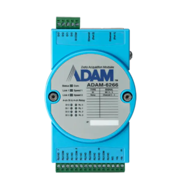 Advantech 4-ch Relay Output Modbus TCP Module with 4-ch DI ADAM-6266-AE