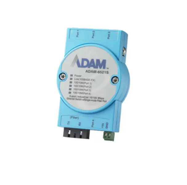 Advantech ADAM-6521S-AE 4FE+1FE SC Single-mode Unmanaged Ethernet Switch Flexible mounting