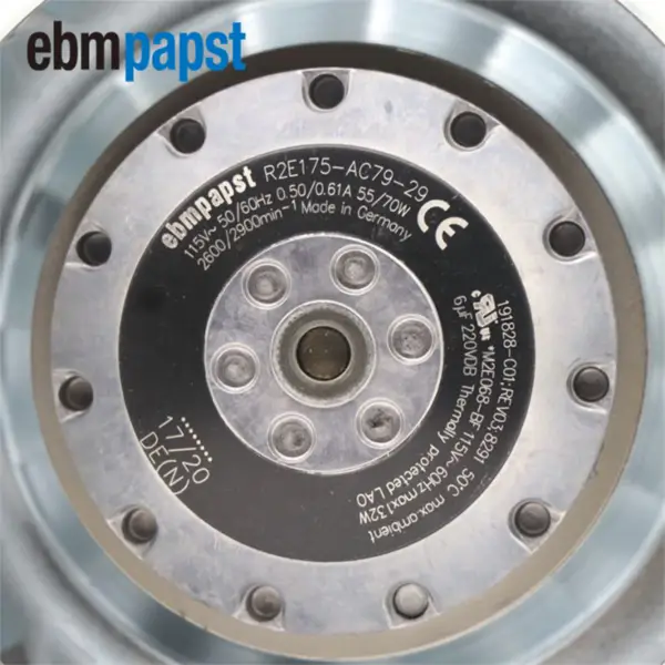 Ebmpapst R2E175-AC79-29 175mm 115VAC 55/70W 2600RPM IP44 Centrifugal Cooling Fan