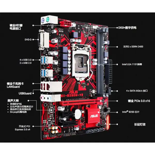 1151 Ddr4 Motherboard For Asus B250m-v3