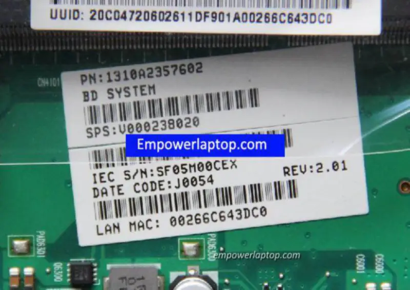 Toshiba C600D V000238020 1310A2357602 Motherboard