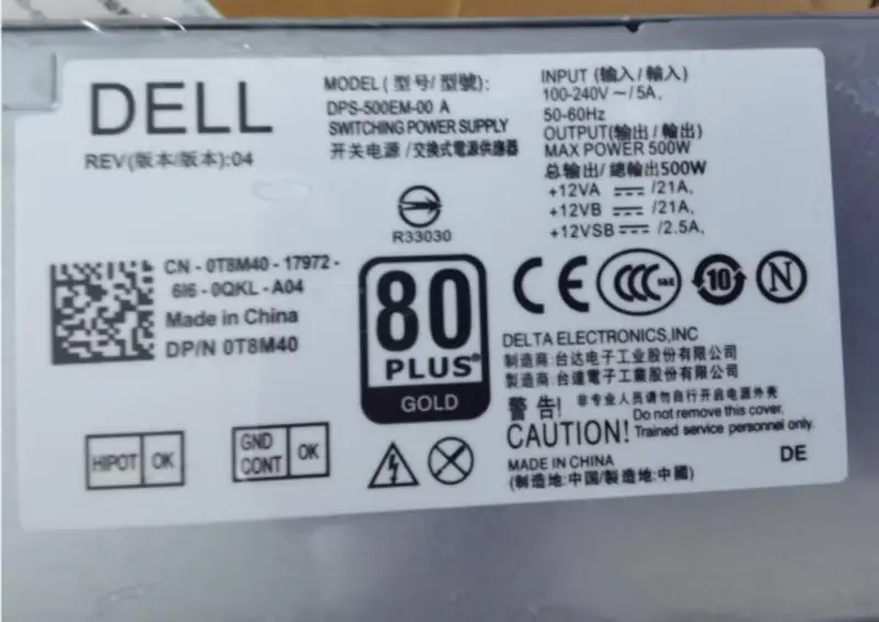 Dell DPS-500EM-00 A CN-0T8M40 power supply for 5880 3880 3681 3690 3890 7080 8940 7090 500W