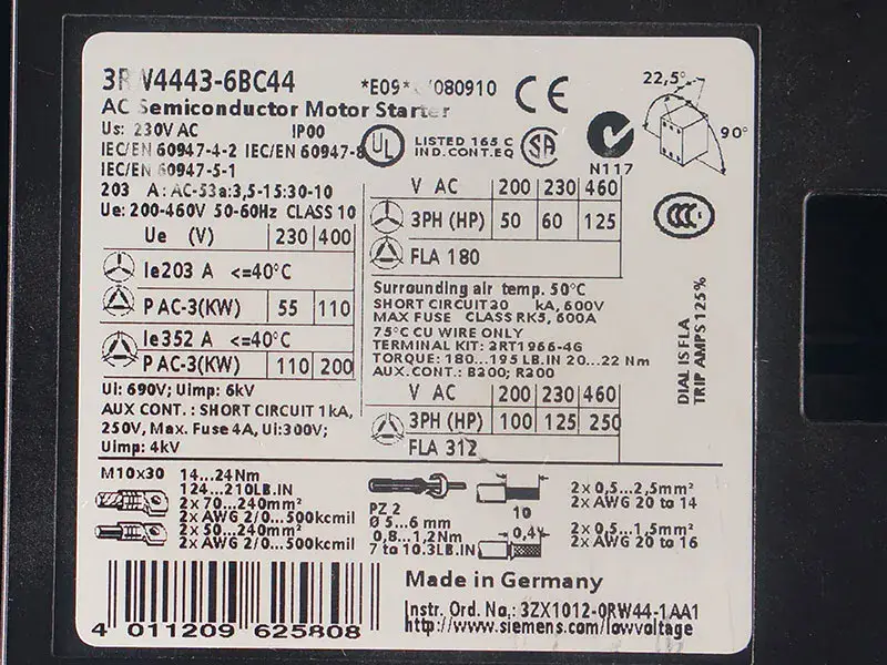 SIEMENS 3RW4443-6BC44 soft starter