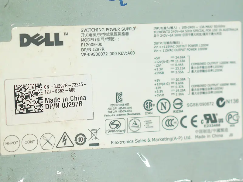 Dell F1200E-00 VHM5V Power Supply