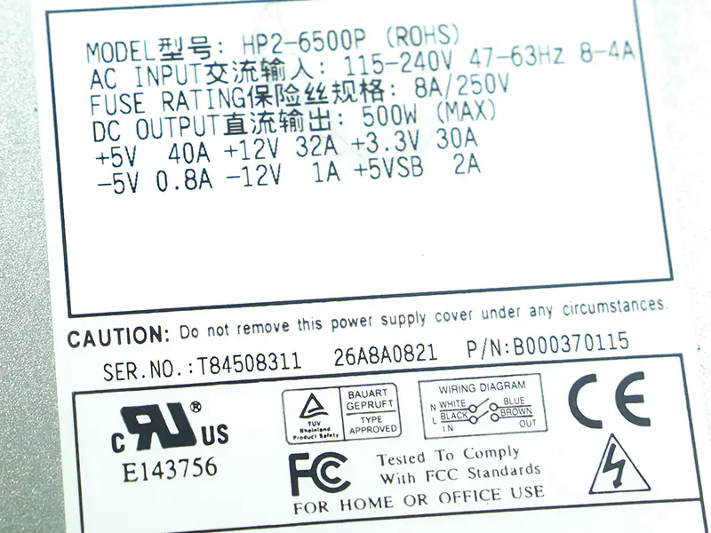 Zippy Emacs HP2-6500P ATX 500W Switching Power Supply HP2-6500P