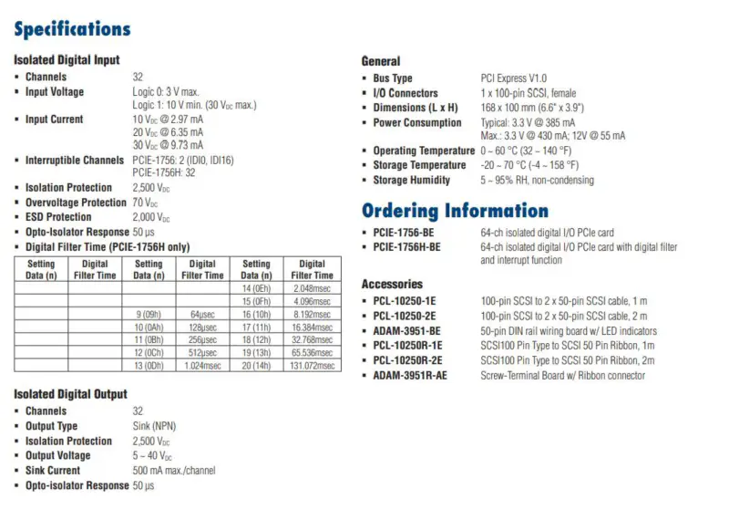 ADVANTECH PCIE-1756-AE I/O card