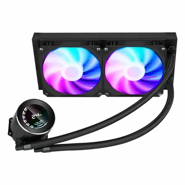 Sama 24cm Aio Cpu Cooler Radiator Copper Display Water Liquid Cooling Pc Cpu Cooler Rgb Glow With Computer Temperature Display