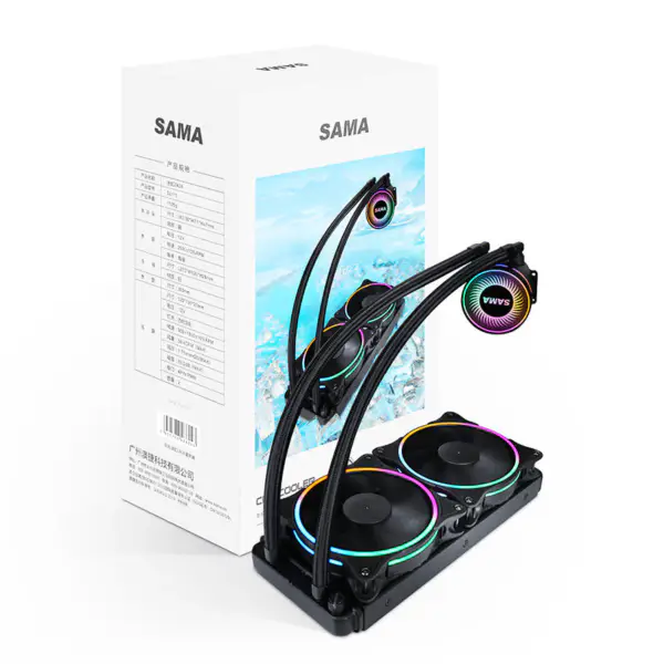 Sama 24cm Aio Cpu Cooler Radiator Copper Water Liquid Cooling Pc Cpu Cooler Rgb Glow