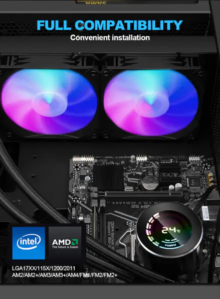 Sama 360mm Aio Cpu Liquid Cooling Water Cooler Kit Pc System Lcd Display