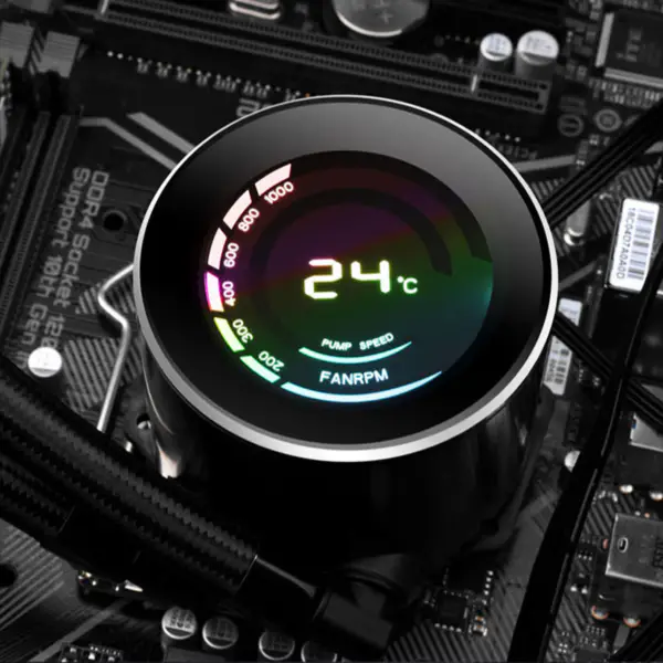 Sama 36cm Aio Cpu Cooler Radiator Copper Display Water Liquid Cooling Pc Cpu Cooler Rgb Glow With Computer Temperature Display