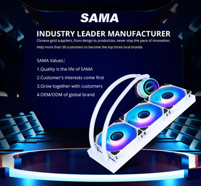 Sama 36cm Aio Cpu Cooler Radiator Copper Display Water Liquid Cooling Pc Cpu Cooler Rgb Glow With Lower Noise Pump