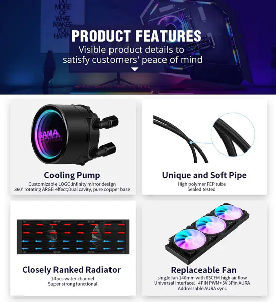 Sama Colorful 420mm Liquid Cooler Led Light Liquid Cooler