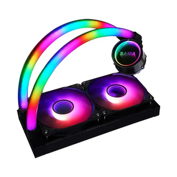 Sama Computer Infinity Mirror Cooling Fan Argb Water Pipe Liquid Cpu Cooler Pc Water Cooling For Intel Amd