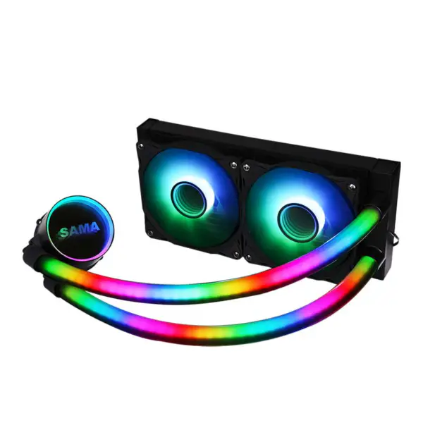 Sama Computer Infinity Mirror Cooling Fan Argb Water Pipe Liquid Cpu Cooler Pc Water Cooling For Intel Amd