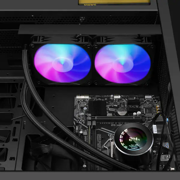Sama Custom Temperature Display 240 Rainbow Addressable Rgb Aio Cpu Water Liquid Cooling Fan Radiator Block Plate Kit System