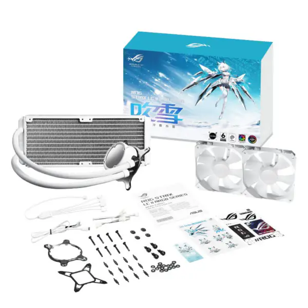 AsUs Rog Strix Lc Ii 240 Argb White Edition 2fans Integrated Water Cooled Radiator Cpu Cooling Fan